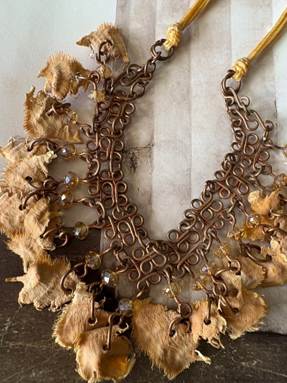 Handcrafted Bronze-Tone Chain And  Mango Seed Necklace